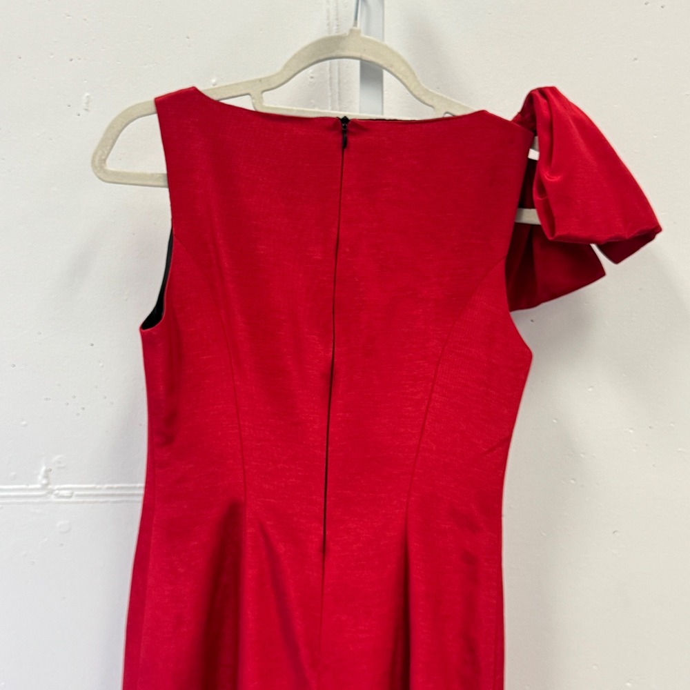 Lotus Grace Sleeveless Bow Shoulder Sheath Cocktail Mini Dress Size 4 Red - Picture 6 of 10